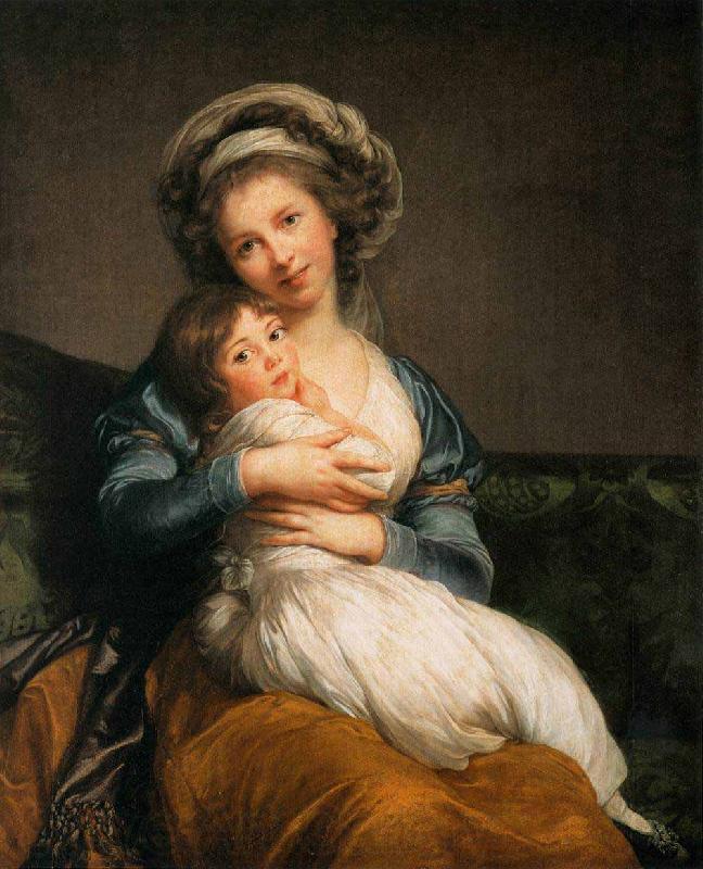 Elisabeth Louise Viegg-Le Brun self portrait with Her Daughter Spain oil painting art